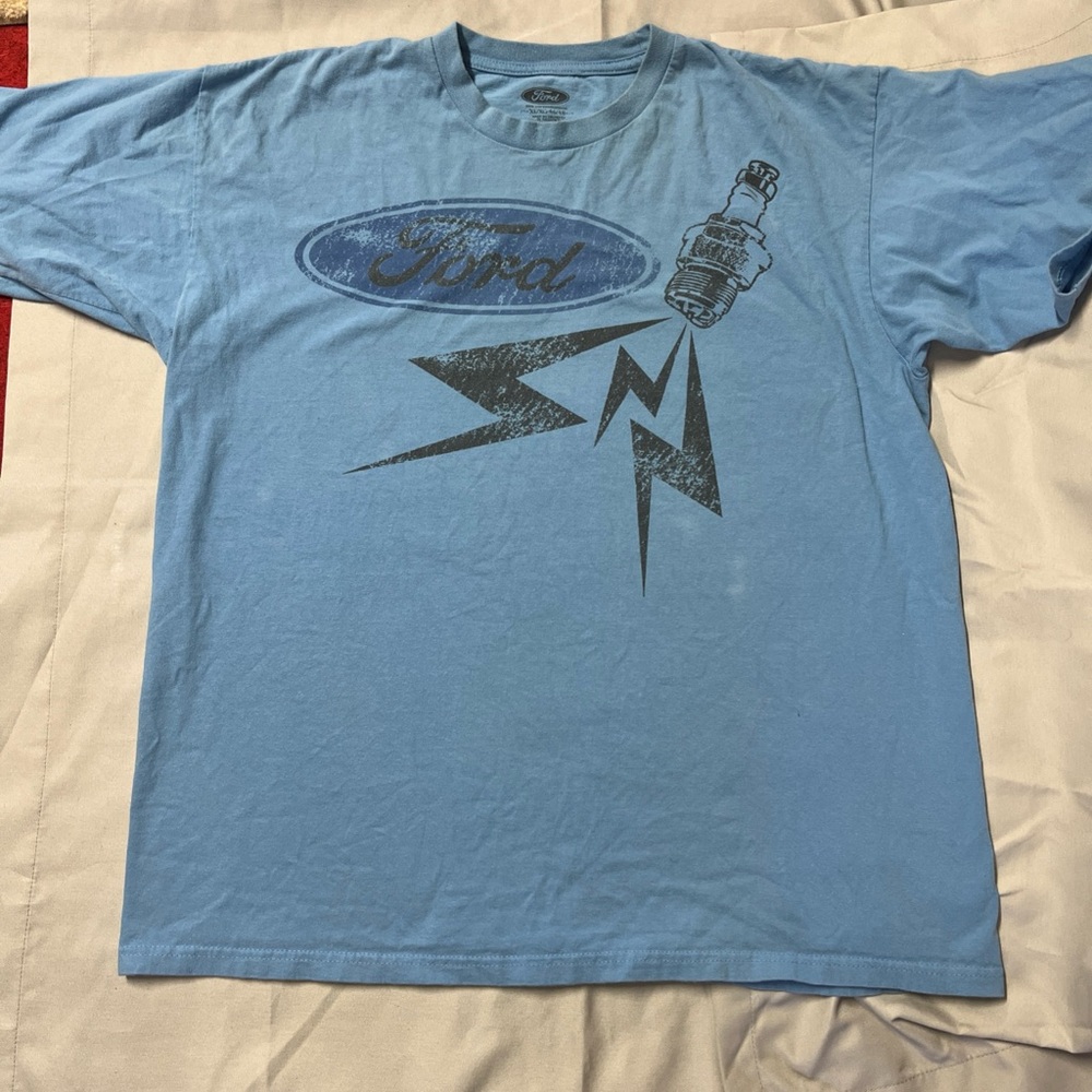Ford Motorsport Shirt Mens XLarge Light Blue Spark Plug